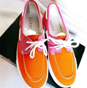 Lauren Ralph Lauren brand" Ralph in two-tone" The Breeana Canvas shoe size 10.